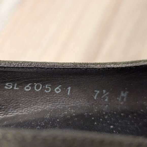 Stuart Weitzman Suede Tassel Heels | Olive Green | Loafer Style - Picture 10 of 11